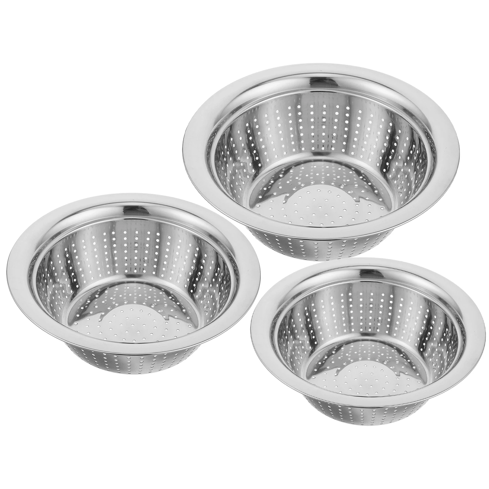 

3pcs Stainless Rice Washing Stainless Steel Kitchen Basin Sieve Colander Kitchen Strainer Drain Basin Fruit Vegetable Bowl
