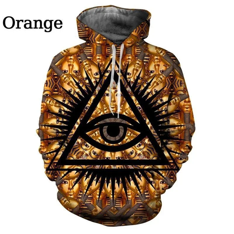 3D Printed Ancient Egypt Eye Horus Hoodies For Men Retro Graphic Pullovers Casual Hooded Oversized Sweatshirts Long Sleeves