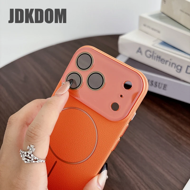 JDKDOM Litchi-Leder-Textur Magnetische Hülle für iPhone 17 Air 16 15 14 Plus 13 12 Pro Max Stoßfeste Kabellose Ladehülle – Detail 5