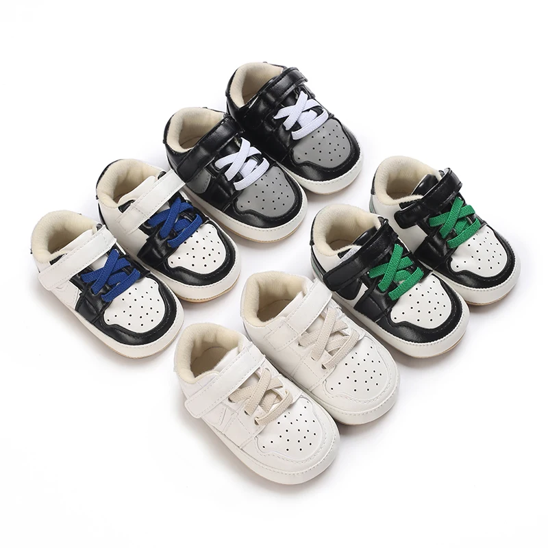 0-18M Newborn Baby Shoes Boys and Girls Colored Sports Rubber PU Leather Multi Color First Walker Casual Sports Shoes