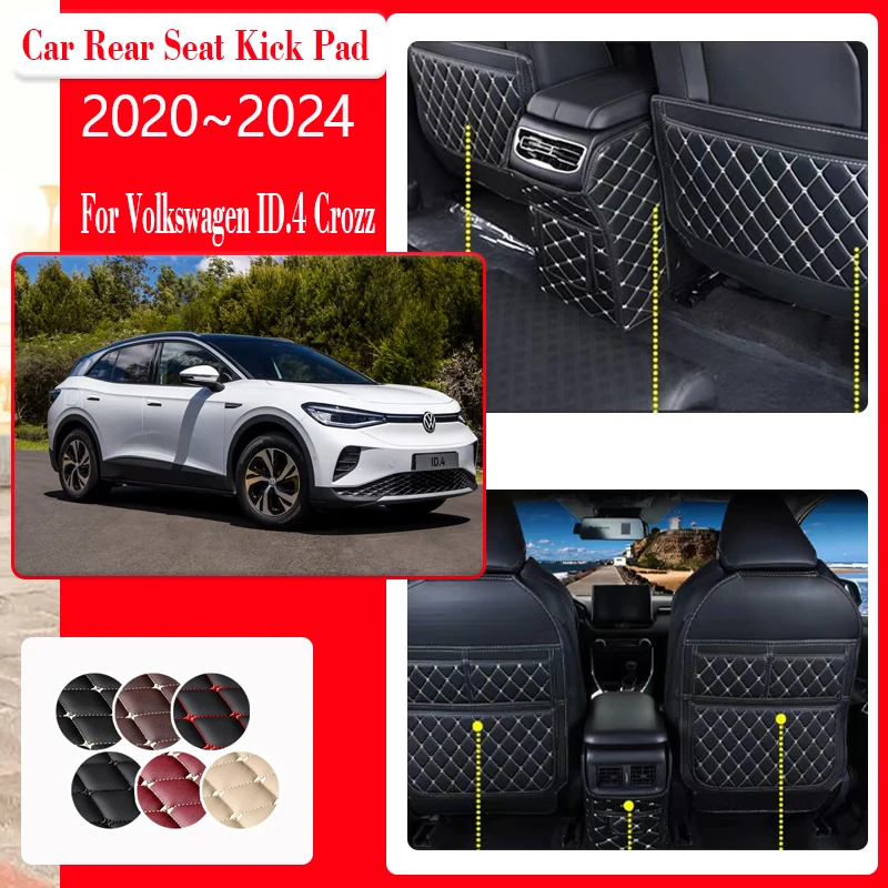 

Leather Car Seat Back Covers For VW Volkswagen ID.4 Crozz 2020~2024 Anti-dirty Storage Carpet Kick Protector Mat Car Accessories