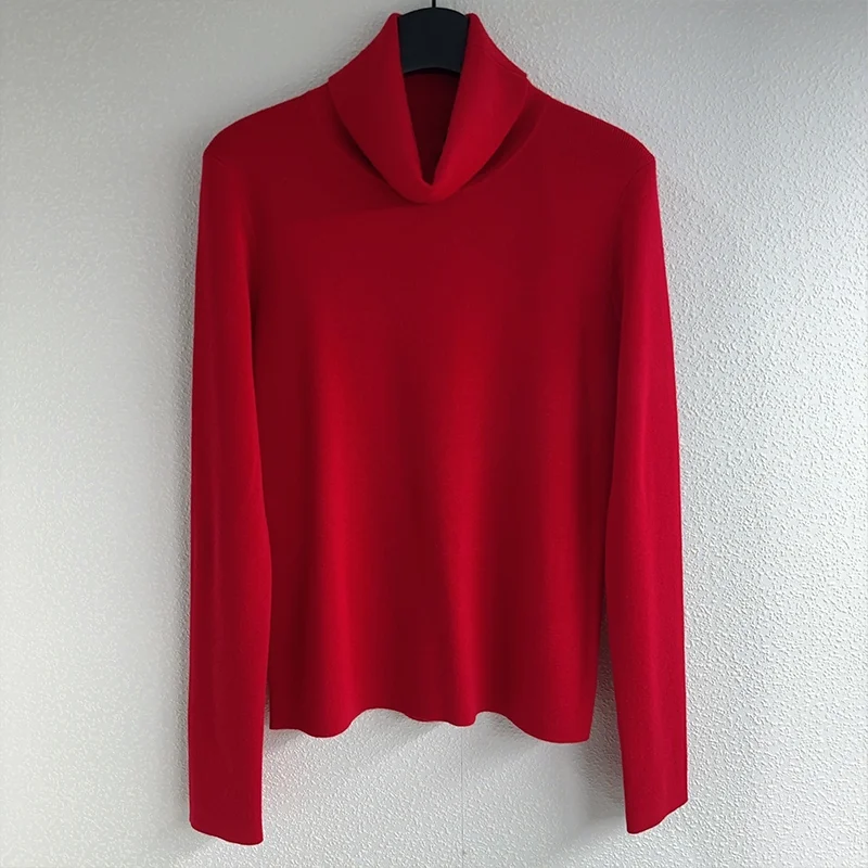 

Top quality women's high neck pullover sweater worn all season, base layer embroidered logo simple 251206112