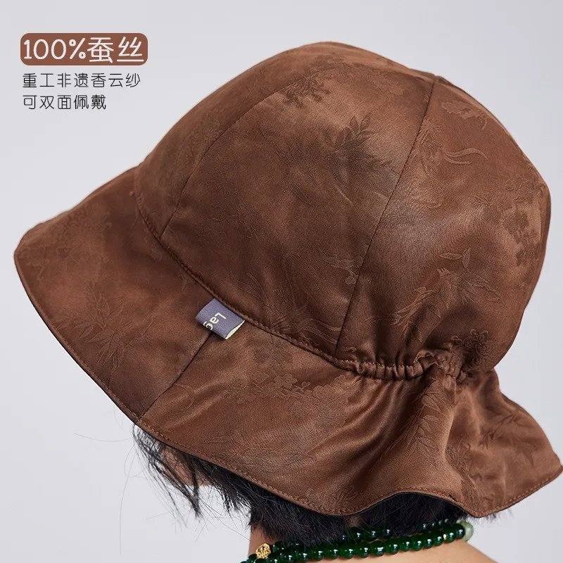 silk fragrant gauze fisherman's hat double-sided wearable new style for women