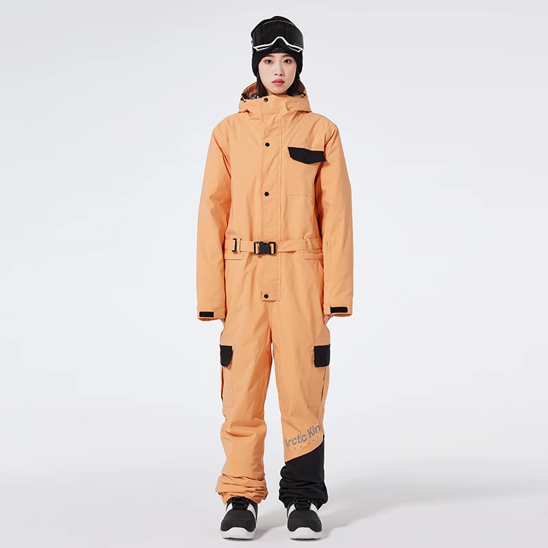 Ski Jumpsuit Thick Men Women One-Piece Outdoor Sports Snowboard Jacket Warm Jump Suit Waterproof Winter Clothes Overalls Hooded