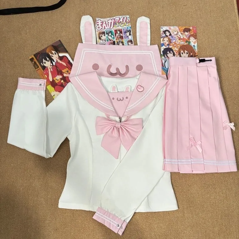 Frühling Sommer Japanischer College-Stil Damen 2-Teiliges Set Y2k Süßes JK-Design Weibliches Party Kawaii Set Koreanische Mode Damen Outfit