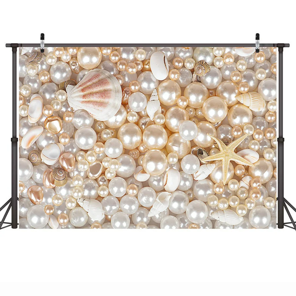 Pearl Shell Baby Cake Smash Backdrop Under the Sea Little Mermaid Birthday Party Background Portrait Photography Studio Props