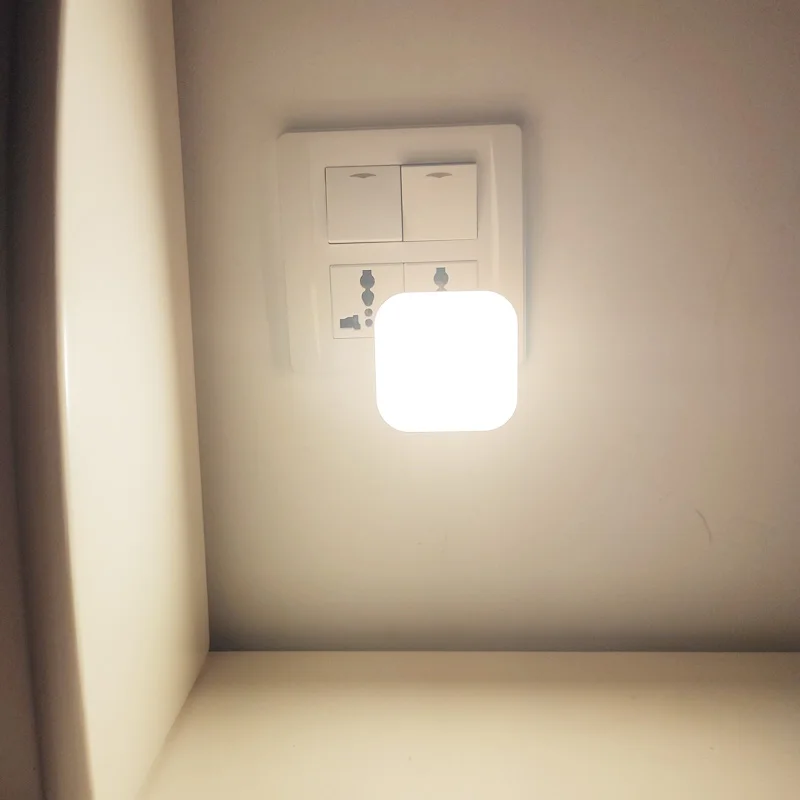 Lampu Malam dengan Colokan EU Sensor Gerak Pintar LED Lampu Malam Rumah Tangga Lemari Lorong WC Lampu Samping Tempat Tidur untuk Lorong Jalur A3
