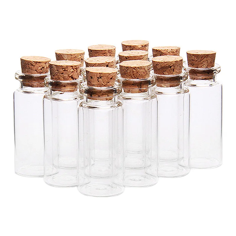 20 Pcs Vials Bottles Mini Glass Bottle With Cork Stopper Wish Bottles, For Weddings, Creations And Decorations(10Ml )