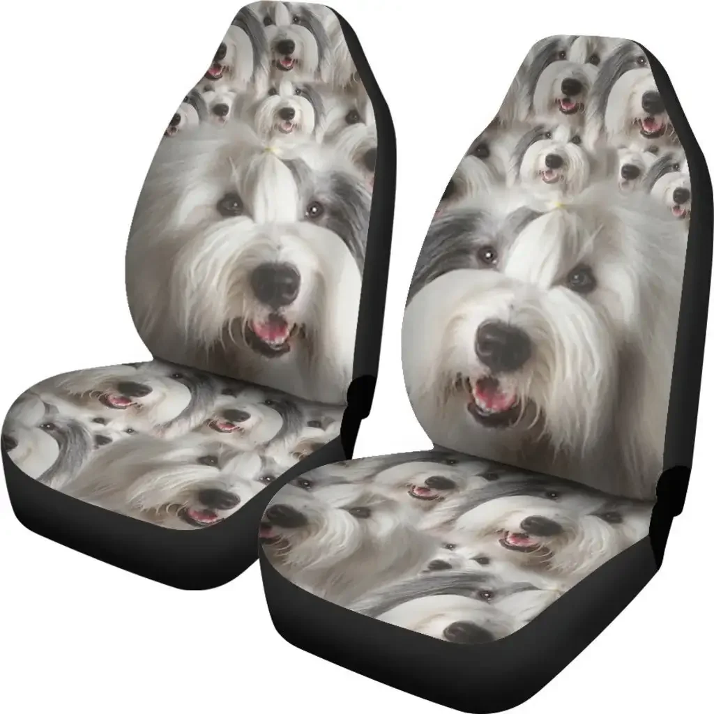 Old English Sheepdogs In Lots Print Car Seat Covers Set 2 Pc, Car Accessories Seat Cover