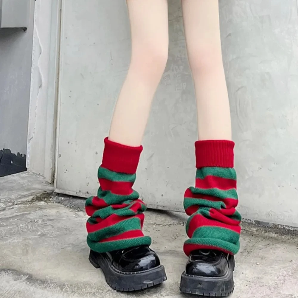 Calcetines suaves con botas bonitas para niñas, medias sencillas de Color caramelo, prendas de punto con estrellas a rayas, calcetines cálidos para piernas, cubierta de pierna tejida creativa