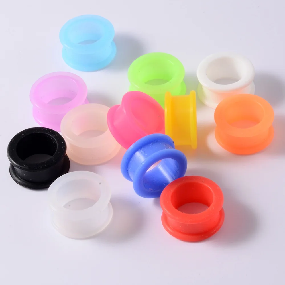 1 Pair Ear Plugs and Tunnels Thin Flexible Silicone Ear Gauges Stretch Marks for Tunnels 3-20mm Hollow Ear Dilations Earlets