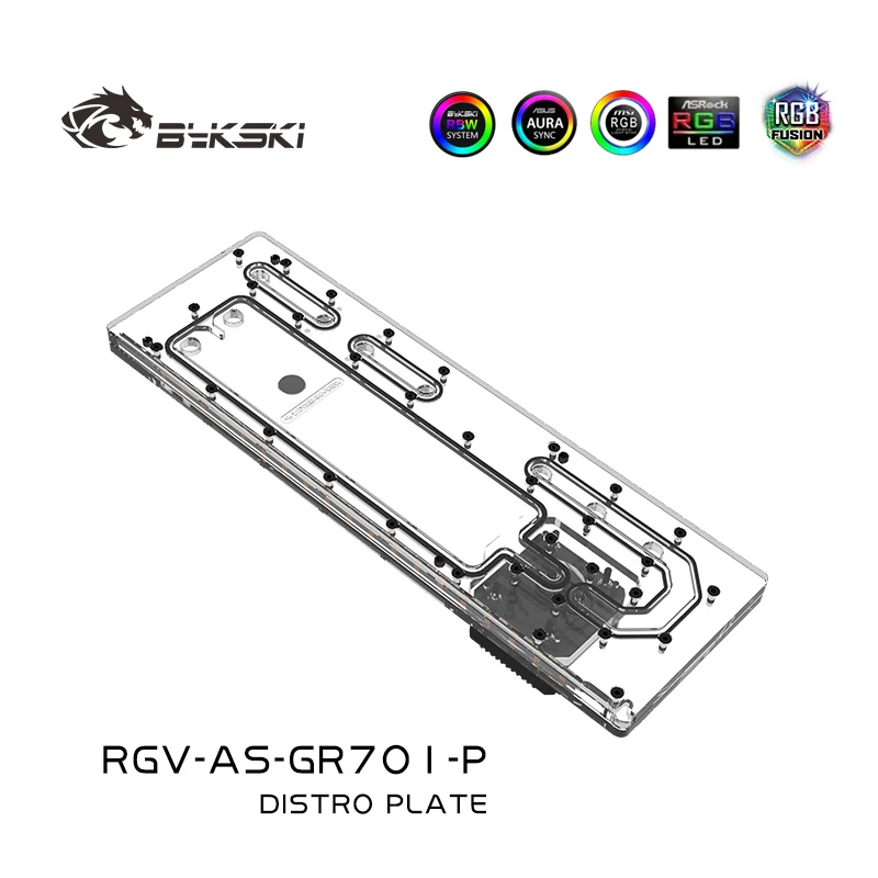 BYKSKI Distro Plate Acrylic Reservoir for ASUS ROG HYPERION GR701 Computer Case Water Cooling Combo DDC Pump RGV-AS-GR701-P