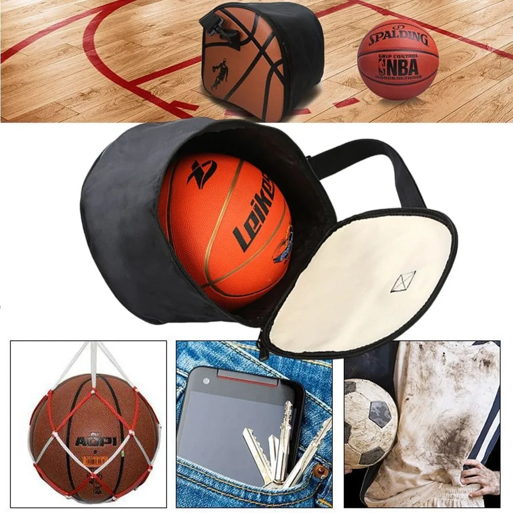 Robuste Sport-Basketball-Aufbewahrungstasche, elastischer Haken, Basketball-Tasche, abnehmbarer Schultergurt, runde Umhängetaschen für Jungen