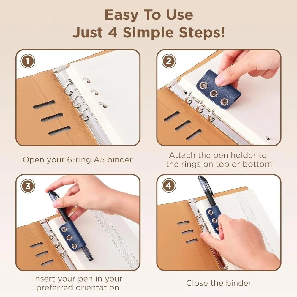 

Versatile Detachable Pen Holder Loose-leaf Pen Organizer Pencil Loop PU Leather Pencil Holder Pen Clip For Journal