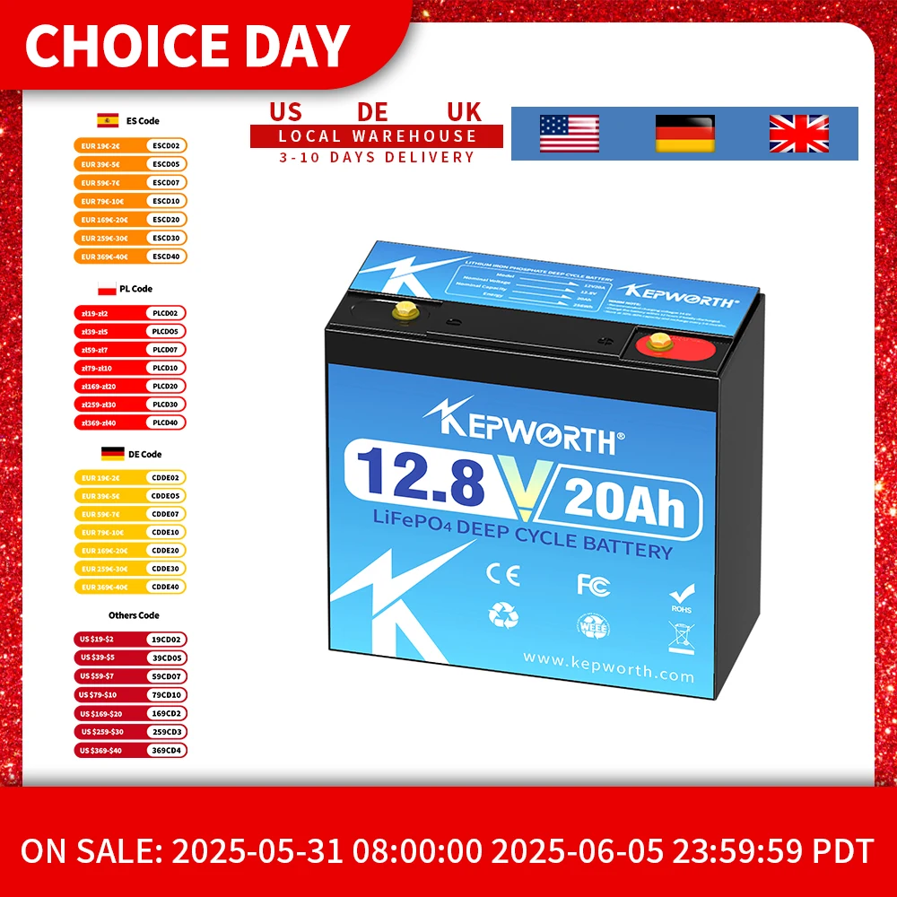 KEPWORTH Neueste LifePo4-Batterie 12 V 20 Ah 25 Ah Integriertes BMS 12 V LiFePo4-Akku in Reihe oder