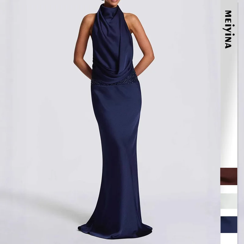 

Европейско-американское женское летнее модное сексуальное шикарное гламурное элегантное платье без рукавов с открытой спиной и блестками на талии