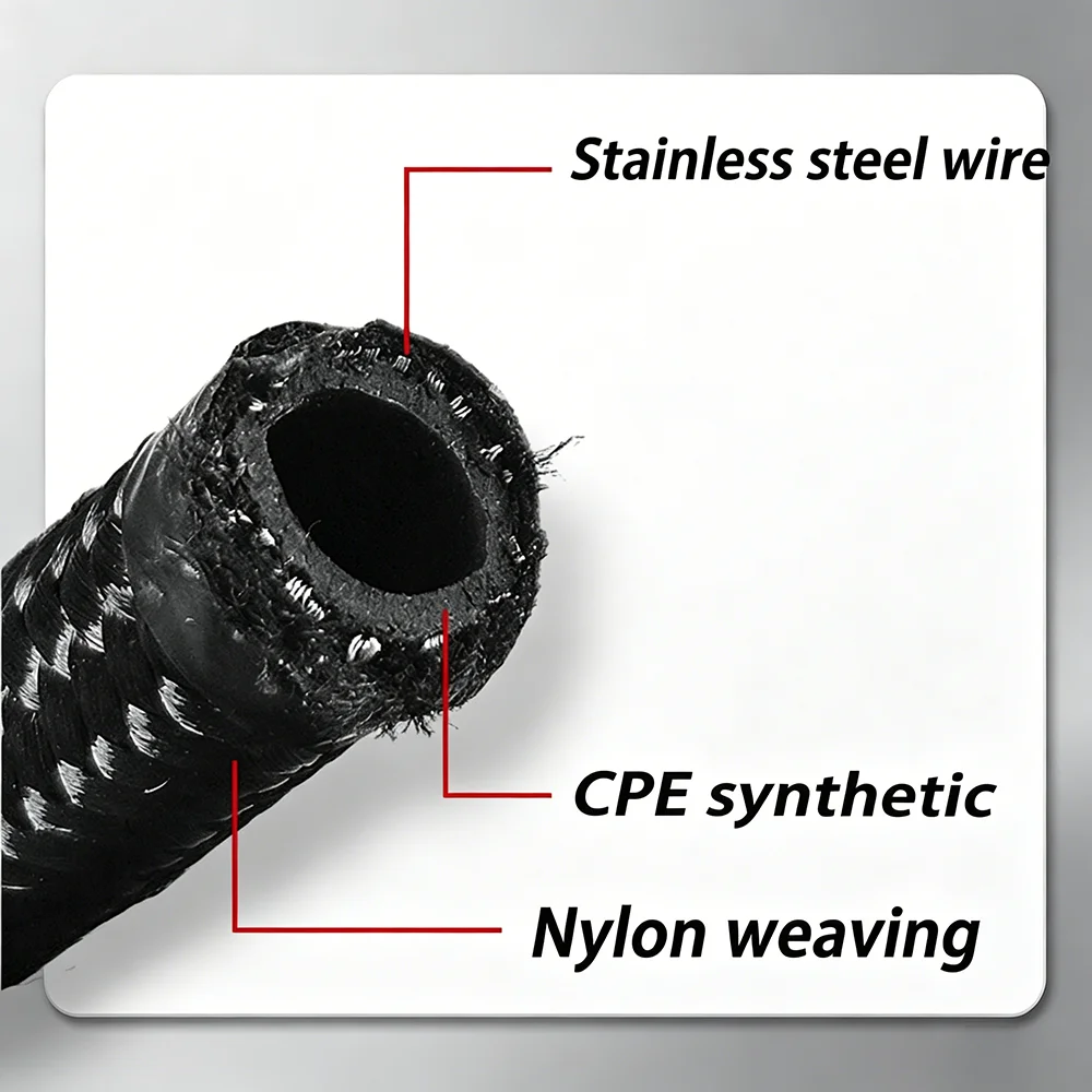 CPE rubber AN4 AN6 AN8 AN10 AN12 AN16 AN20 fuel hose, oil and gas cooler hose pipeline, nylon stainless steel braided lining