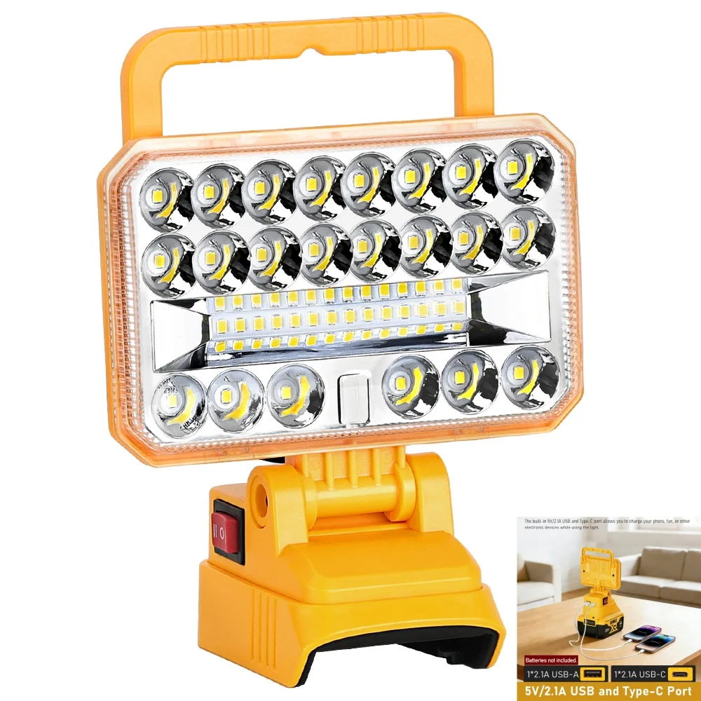 

2000LM 18W LED Flashlight for Dewalt 20V Max Battery, USB Port Work Light for Camping Emergency(Battery not Included)
