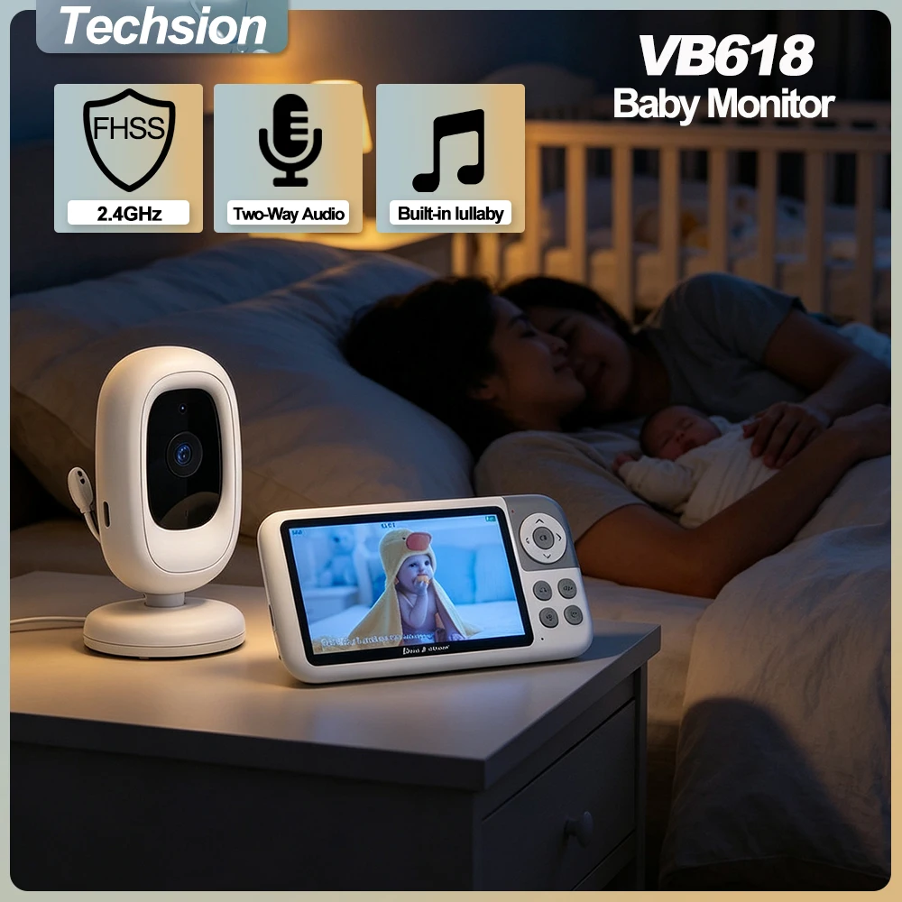 5.0 Inch Baby Video Monitor 2.4G Wireless Security Camera Two Way Audio Night Vision Temperature Sensor Infant Surveillance Cam
