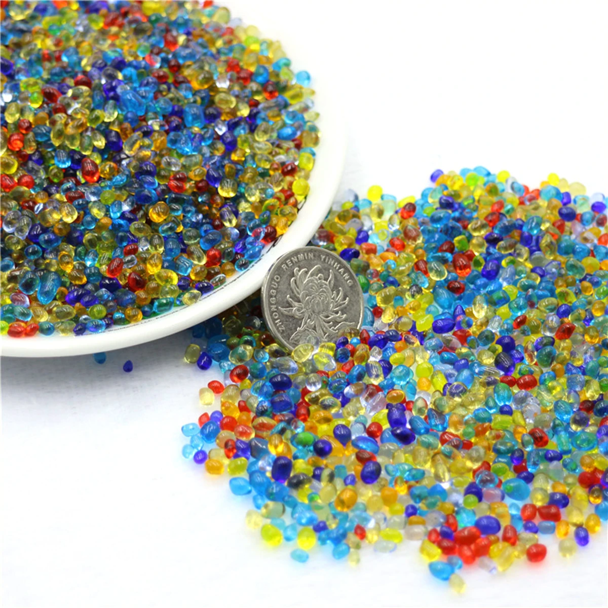 

Glazed Crystal Gravel 500G Artificial Stones for Fish Tank Vase Aquarium Decoration Safe Washing Colorful Design