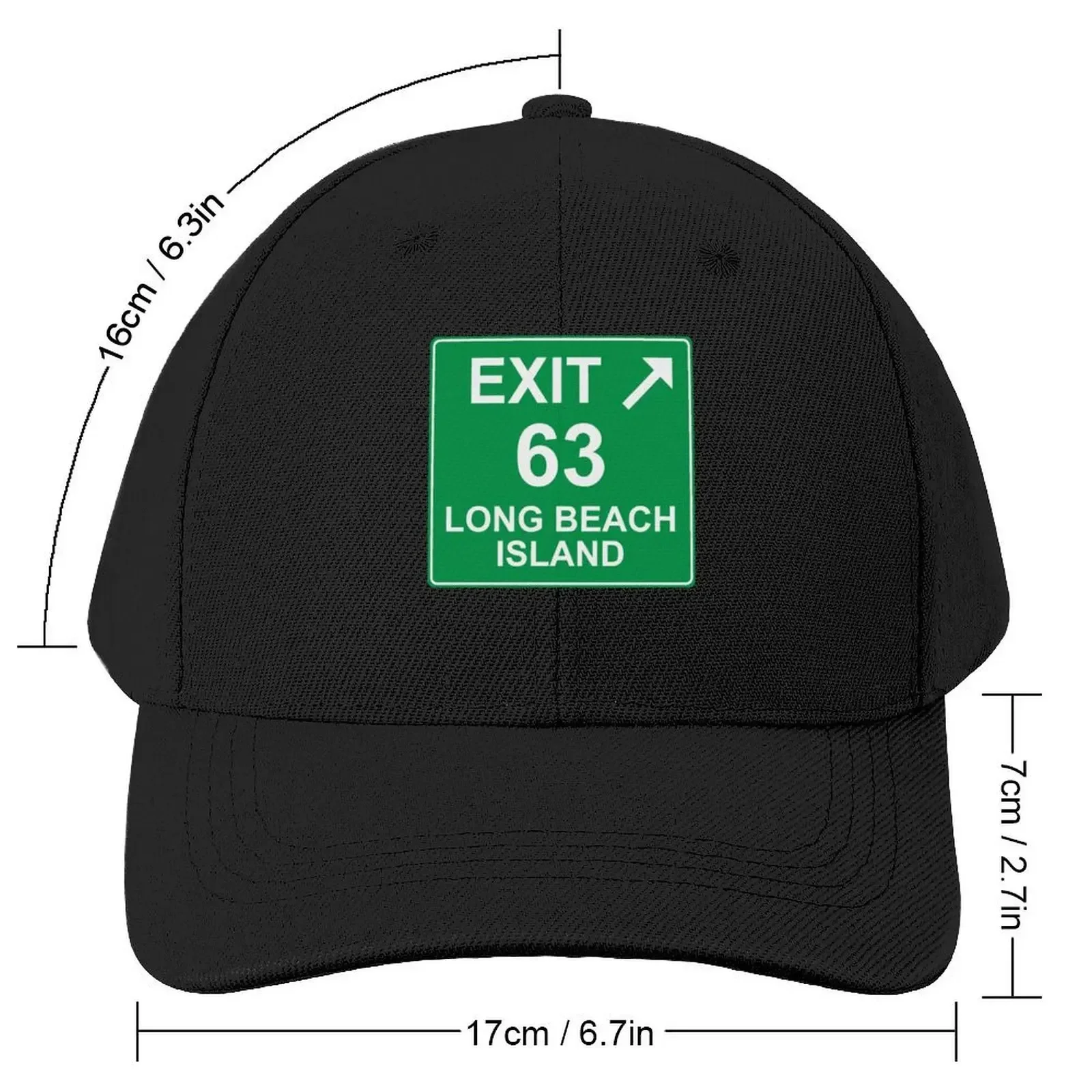 Exit 63 - Long Beach Island Exit Sign Baseball Cap Bobble Hat hiking hat Ladies Men's