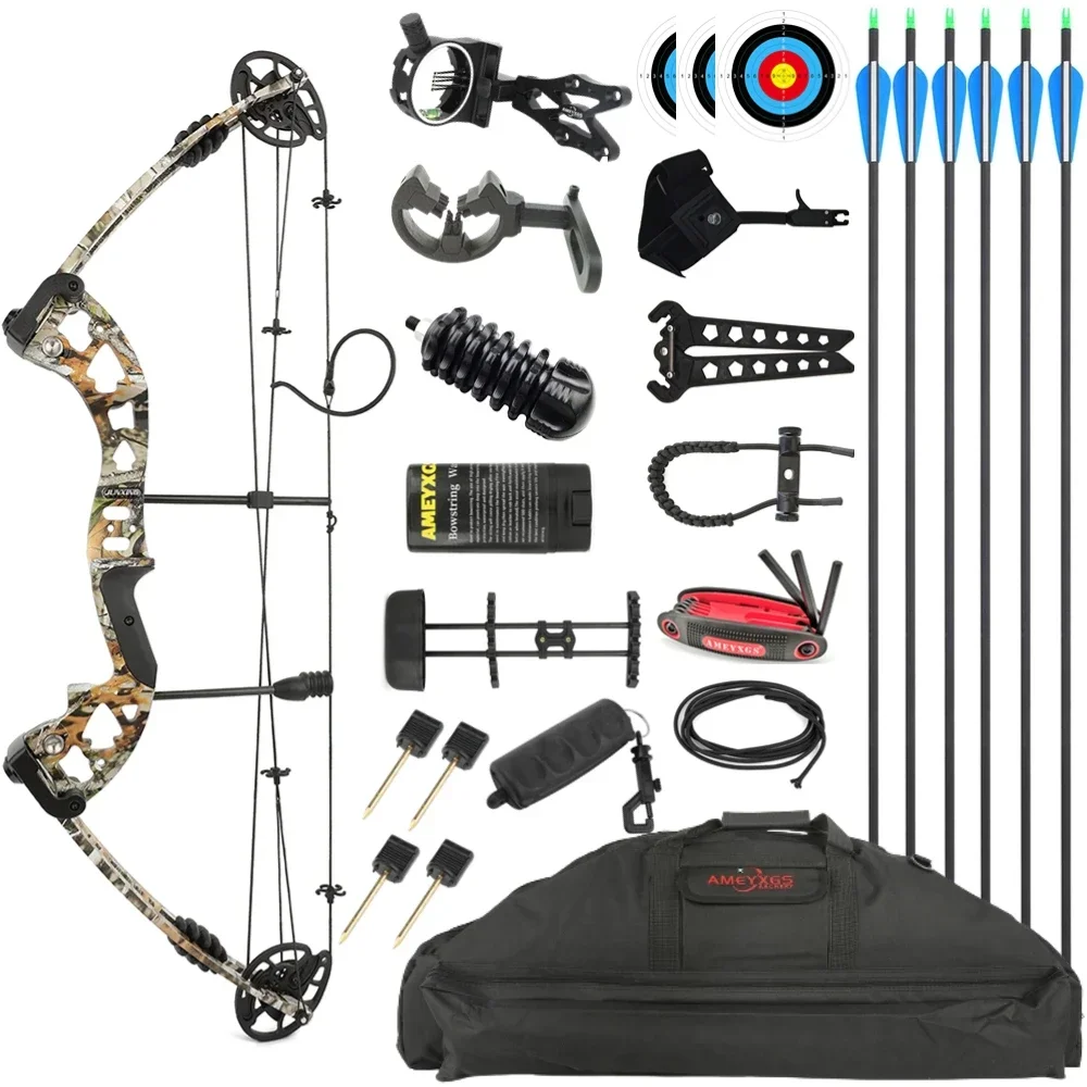 

JUNXING Archery Compound Bow Set 30-55lbs Metal Alloy 310FPS Let-off 70% Left/Right Hand Arrow Bow Outdoor Hunting Accessories