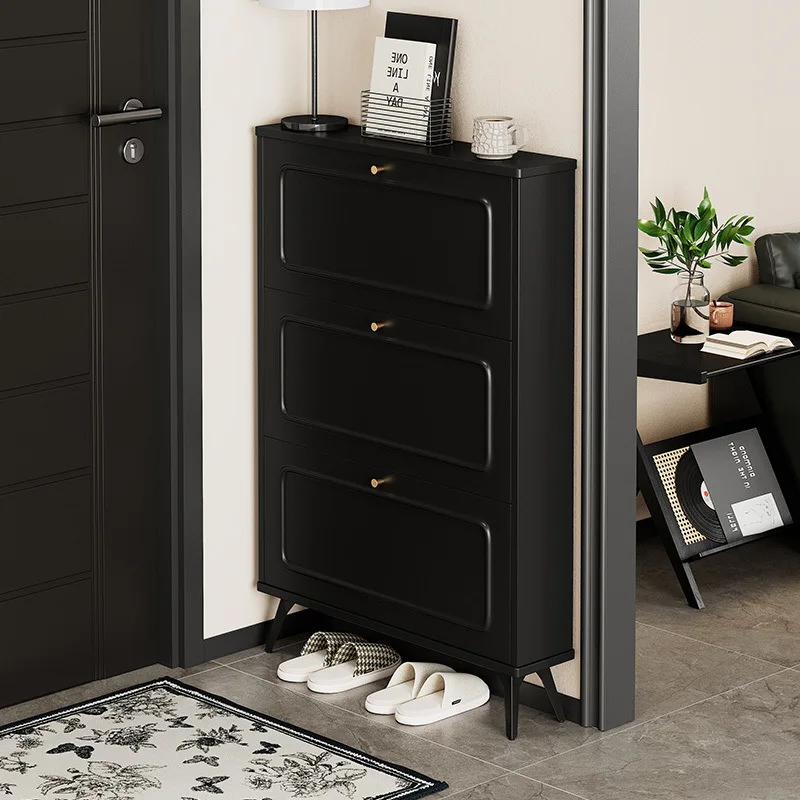 Tipping bucket shoe cabinet, integrated shoe rack against the wall at the entrance of the household
