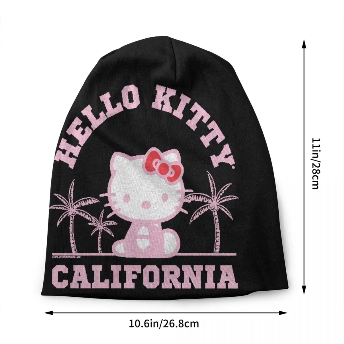 Custom Hello Kitty California Palm Trees Bonnet Hats Fashion Knitting Hat For Men Women Autumn Winter Warm Skullies Beanies Caps