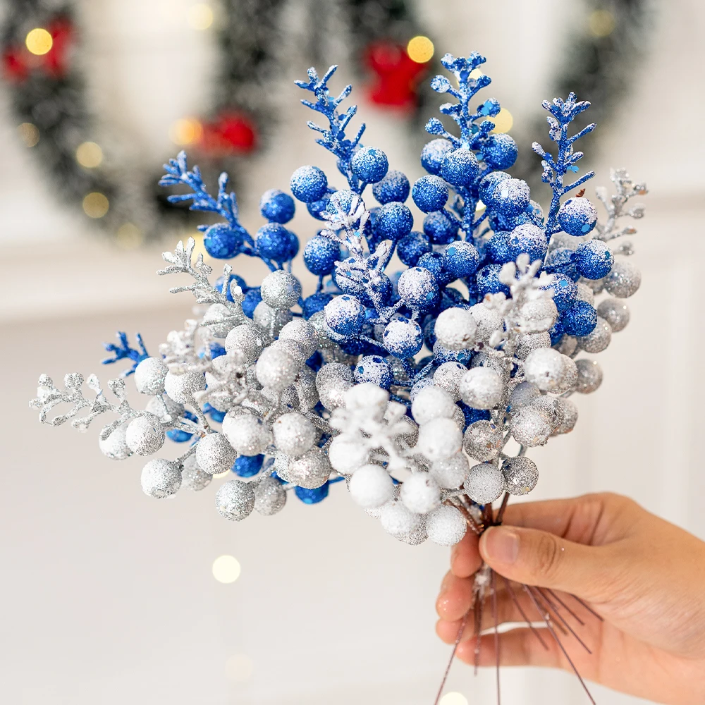 5/10 Stück 21 cm Schneewittchen Künstliche Beerenzweige Weihnachtsbaumdekoration für Weihnachtskranz Home Decor Geschenke 2026 Partyzubehör – Detail 6