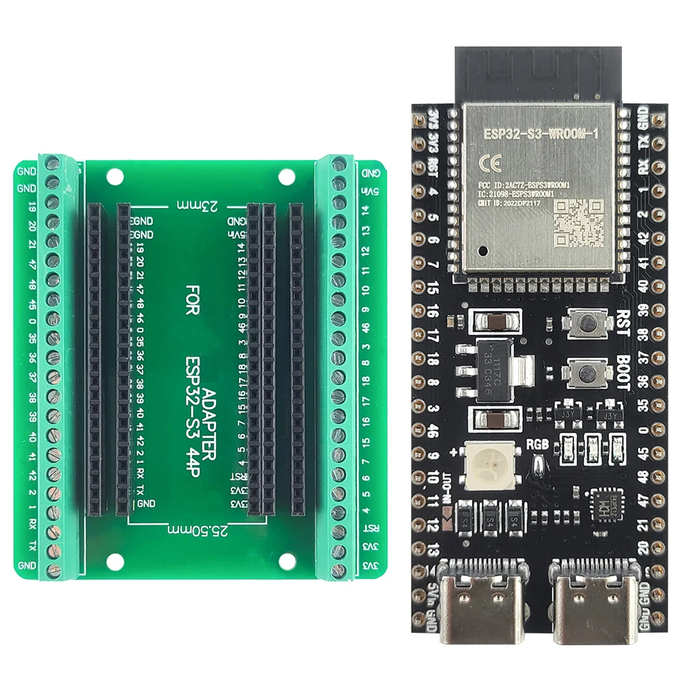 Płyty rozwojowe ESP32 S3 z zestawem Adapter rozszerzający 2.4G moduł Wifi BT ESP32-S3-WROOM-1 N8R2 N16R8 44Pin typu C ESP32-S3