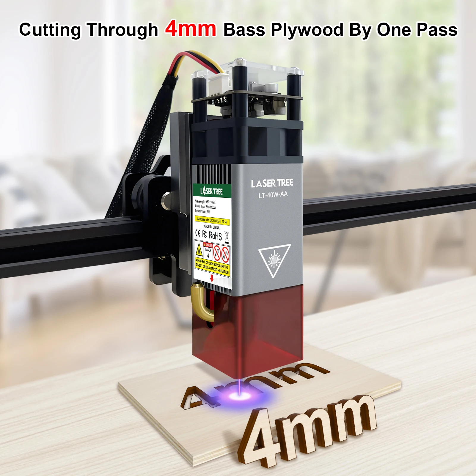 New 5w high-precision aluminum alloy blue laser head engraving and cutting module for plywood acrylic