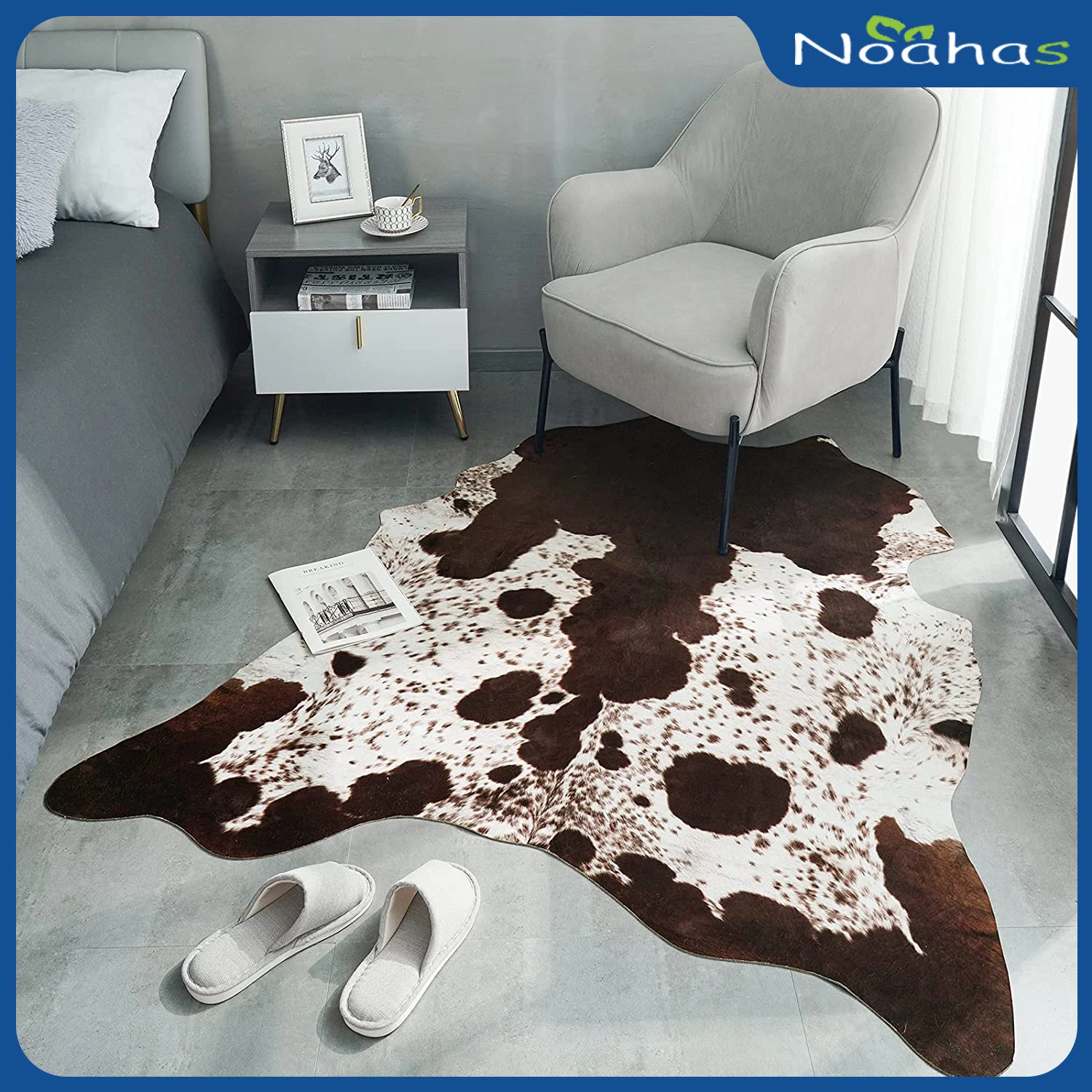 NOAHAS Faux Cowhide Rug Carpet Cute Cow Hide Rug for Living Room Bedroom Western Home Decor Faux Fur Cow Print Rugs