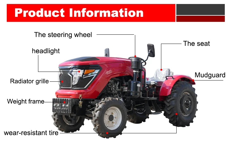 China Bestseller Diesel Mini-Traktor Allradantrieb Kleiner Traktor 60PS Hydraulischer Gummireifen Reisfeld-Landwirtschaftstraktor Maßgefertigt – Detail 4