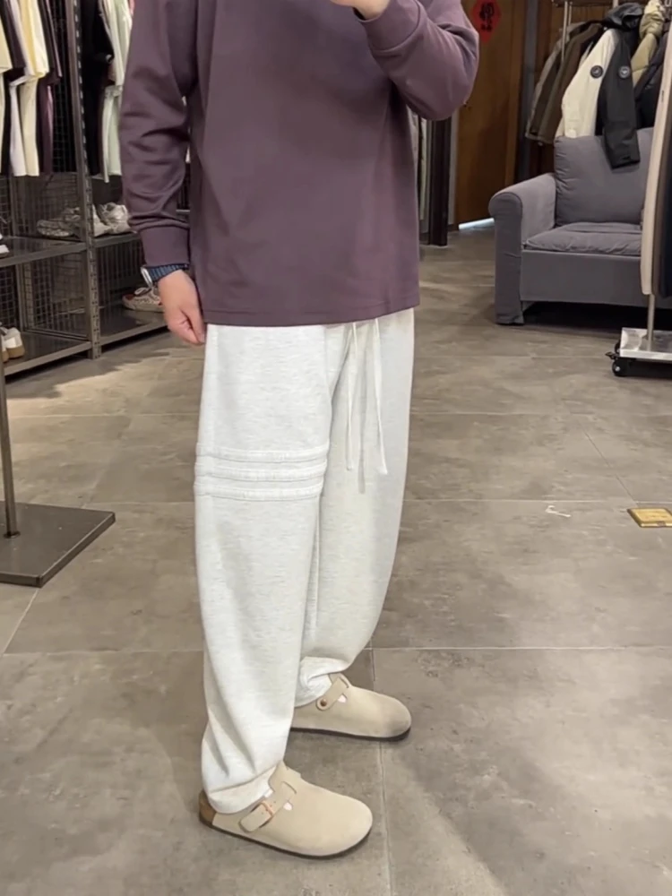 

Мужские повседневные брюки в ретро-стиле с полосками, свободные, струящиеся, прямого кроя, весна-осень, простые, универсальные, модные