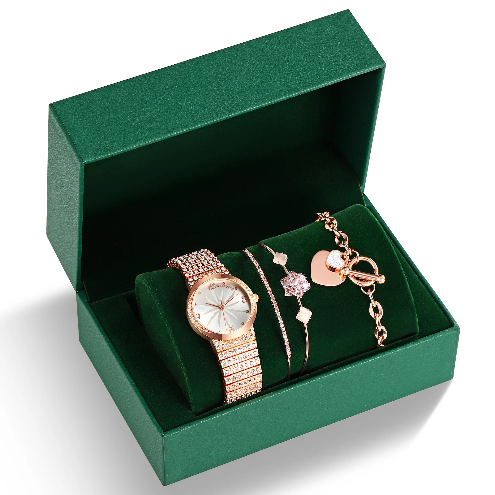 2023 nuevo reloj WEELUCKS K1001 conjunto de relojes de moda para mujer regalo de joyería exquisita 3ATM conjunto de relojes de pulsera impermeables para mujer