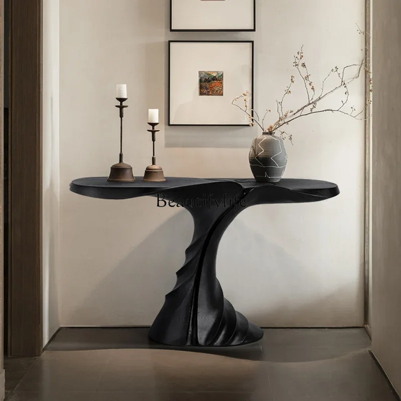 

Wabi Sansi Wind Entrance Entrance Table Strip Against the Wall End View Table Decorated All Solid Wood Entrance Table