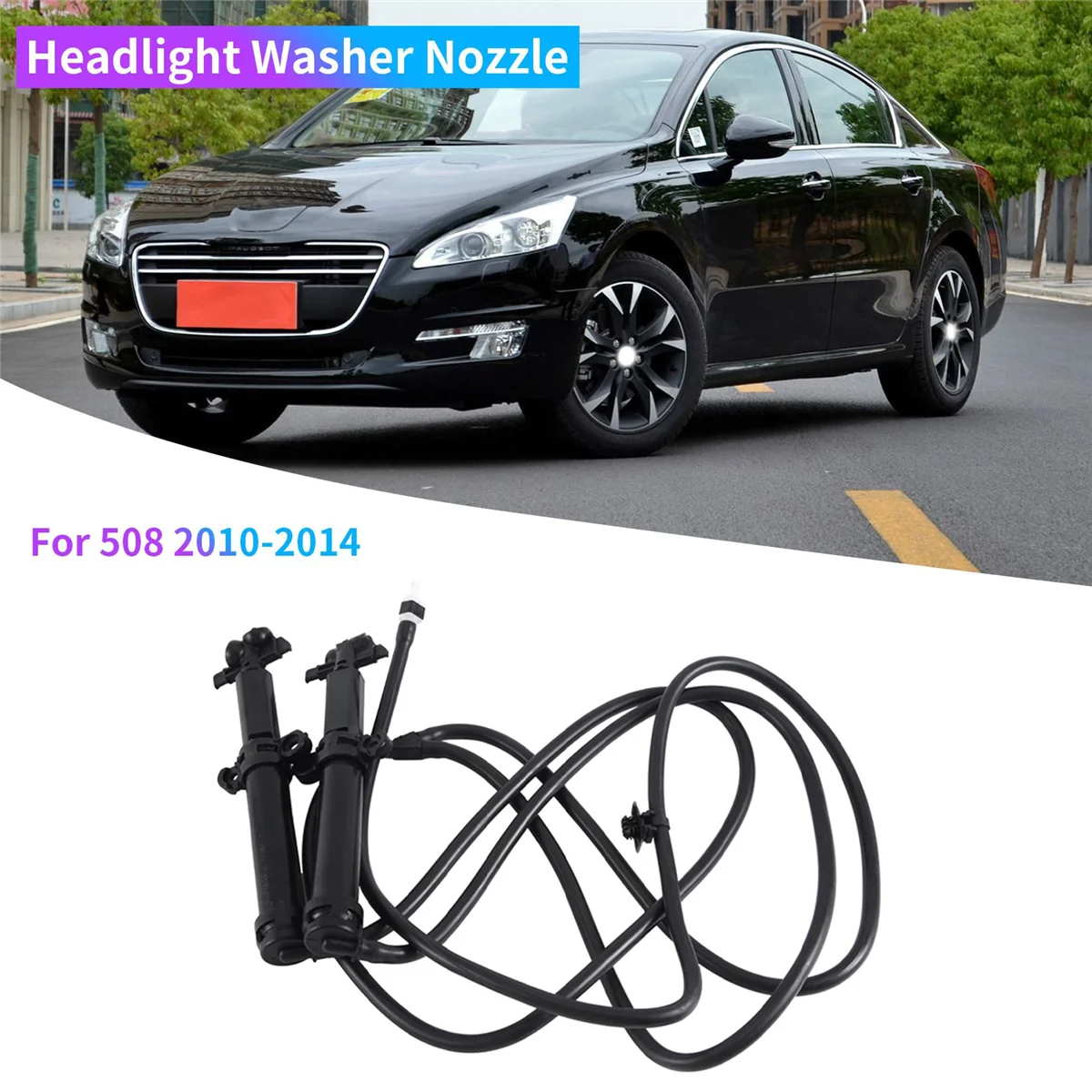 

1Pair Car Front Bumper Headlight Washer Nozzle Water Spray Jet for Peugeot 508 2010-2014 6438EV