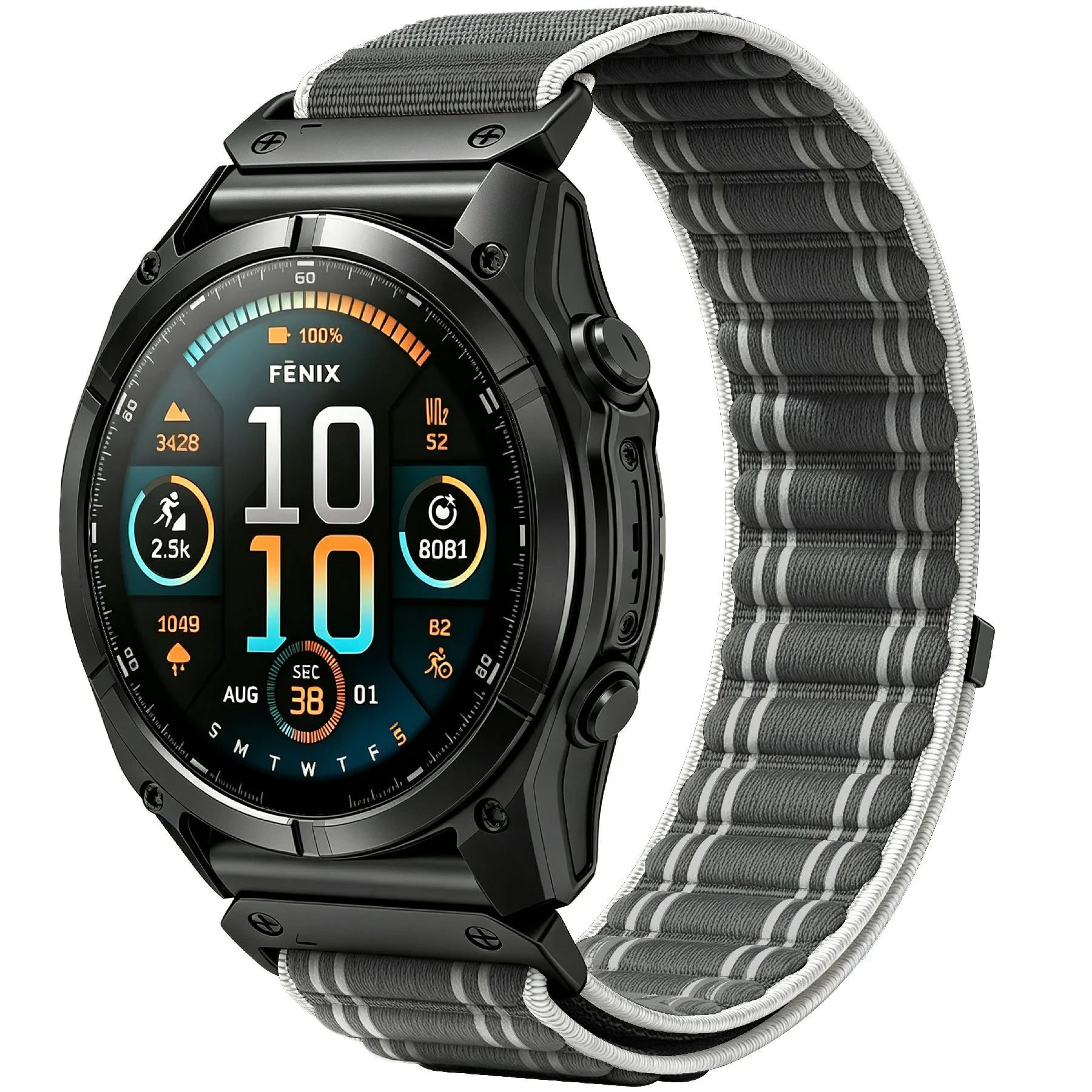 QuickFit 22mm Nylon Woven Loop Strap for Garmin Fenix 8 47mm / Tactix 8 47mm / quatix 8 47mm Wave Texture Magic Tape Watch Band