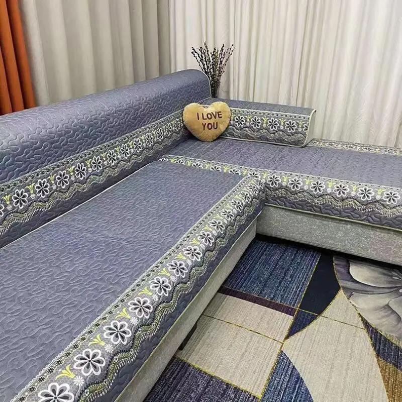 Four Season Corner Sofa Cushion European Simple All-inclusive Nonslip Sofa Cover Soft and Breathable Sofa Towel for Living Room