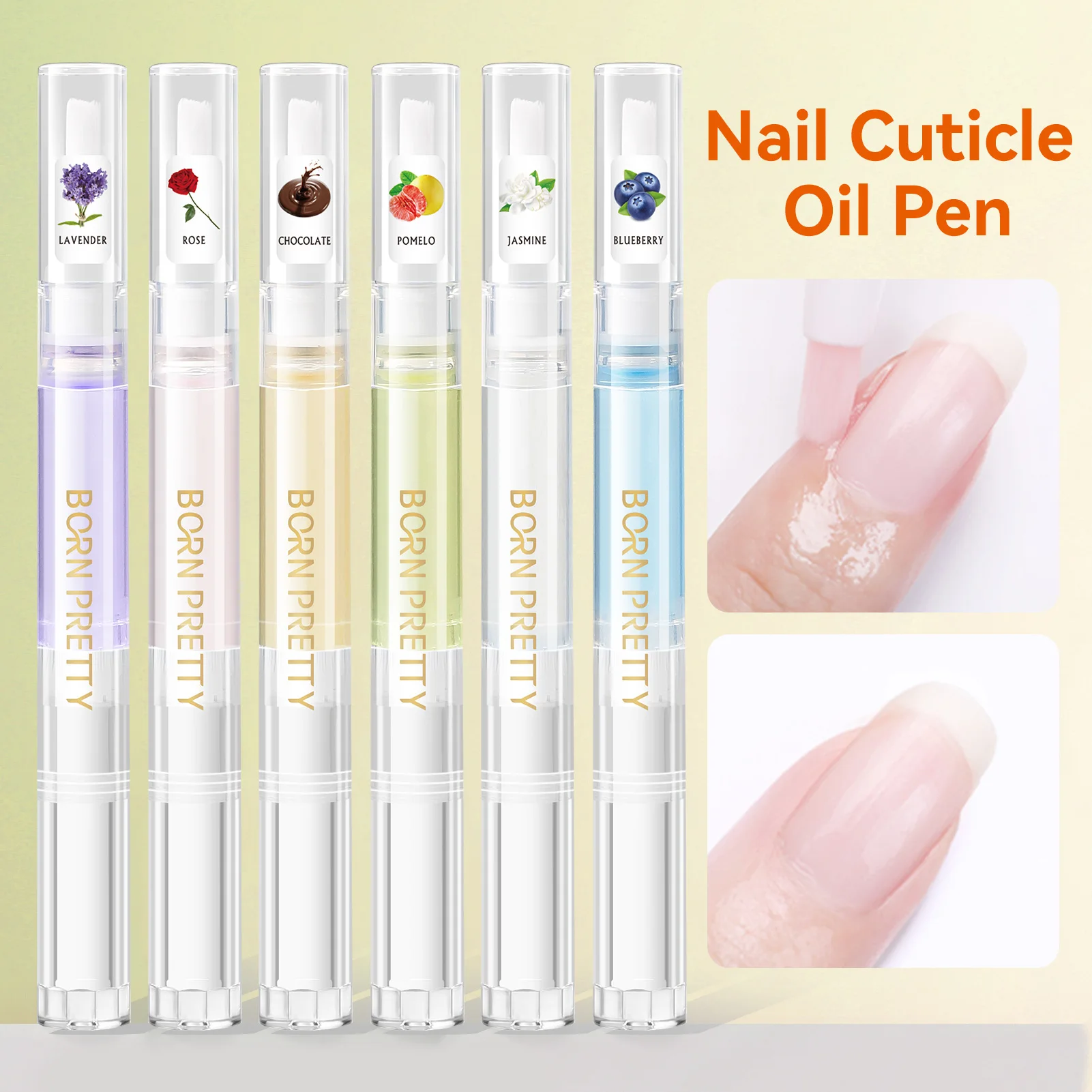 BORN PRETTY 6PCS 2ml Nail Cuticle Oil Pen Nail Care Cuticle Natural Prevent Agnail Gel Polish Nourishing Skin Pen Nail Art Tools