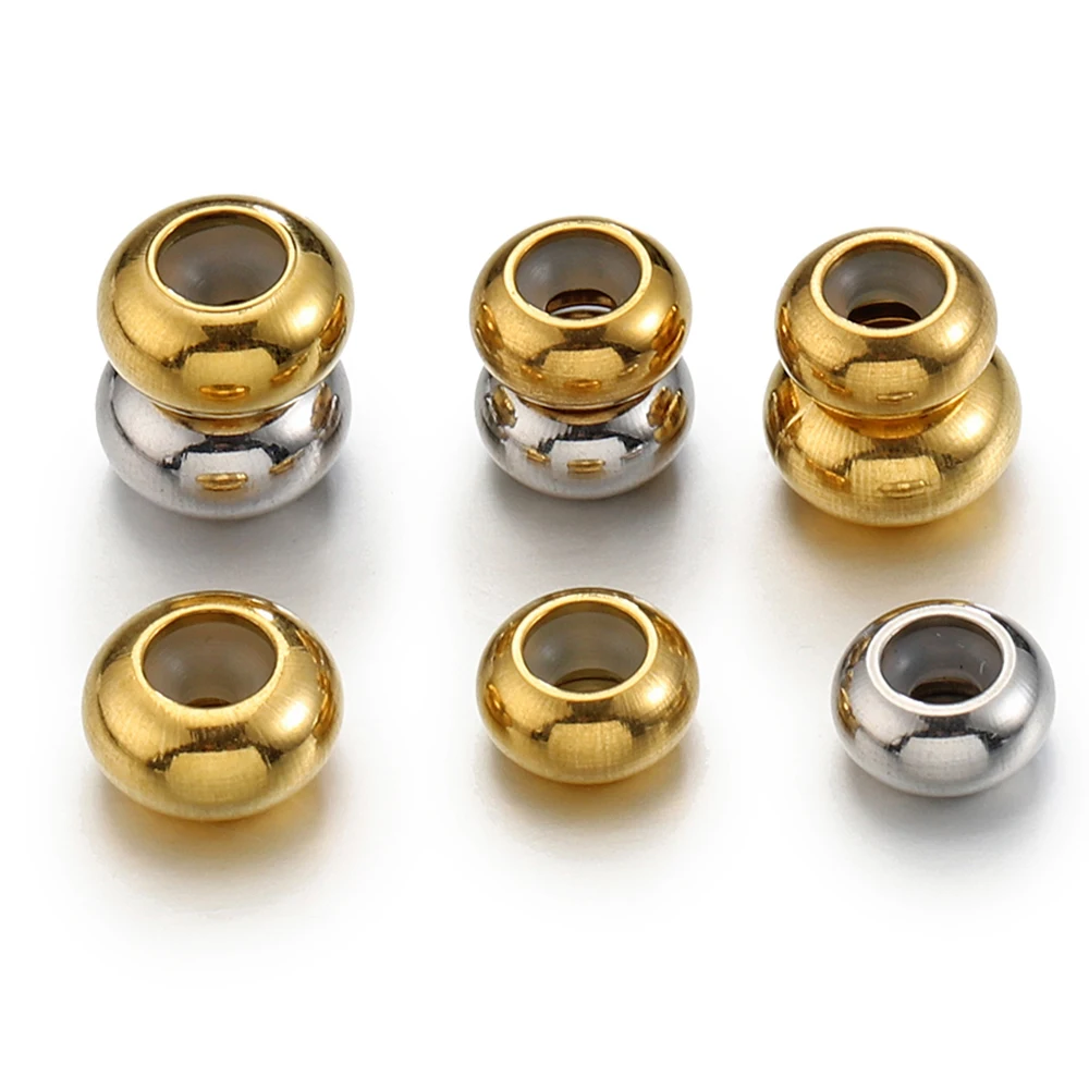

10pcs Adjustment Non-slip Silicone Ring Stainless Steel Stopper Spacer Beads for Jewelry Making DIY