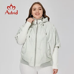 Astrid-Parkas de talla grande para mujer, abrigo corto holgado acolchado con capucha, chaqueta de moda, ropa de abrigo de algodón fino acolchada, primavera 2022