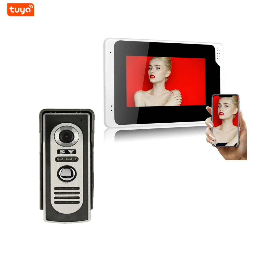 Tuya HD Wifi نظام اتصال داخلي ذكي عبر الفيديو OSD MENU تصميم تسجيل فيديو جرس الباب البيني باب المنزل الهاتف أطقم الاتصال الداخلي