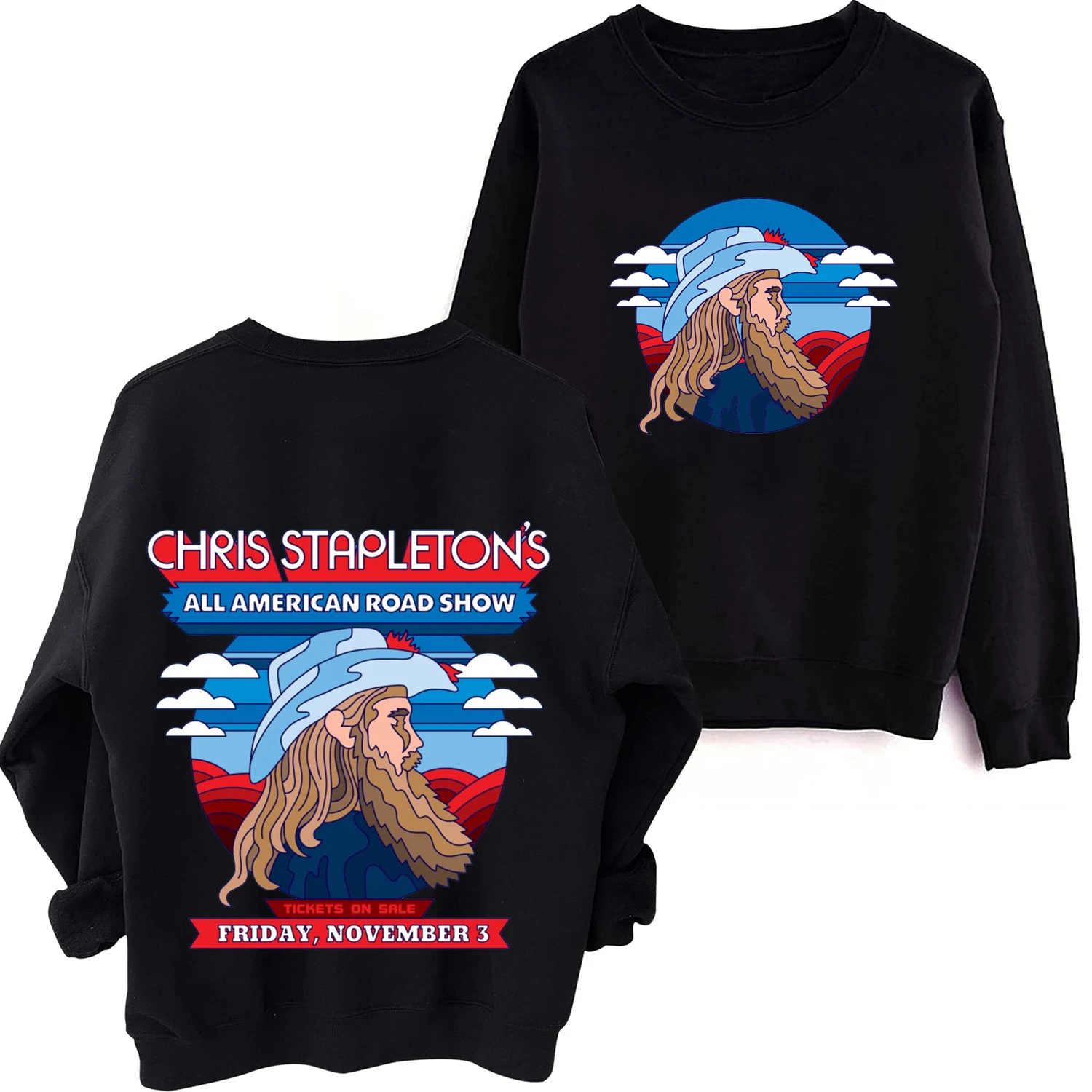 

Chris Stapleton All American Road Show 2024 O-Neck Long Sleeve Spring Autumn Men Clothing Hoodies Women Printing Regular Casual