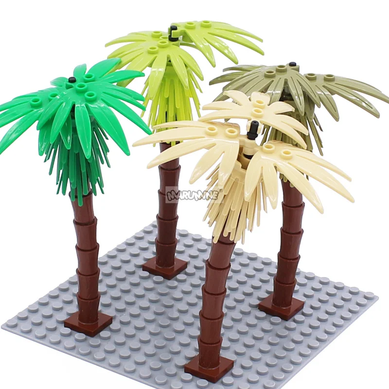 MARUMINE MOC Coconut Tree Set Forest Garden Shrub Plant Building Block Brick Accessories DIY Classic Model Toy Christmas Gift