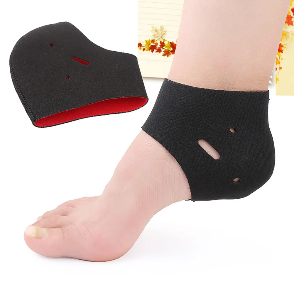 

2 Pcs Men' Socks Ankle Brace Pain Relief Protector Heel Black Plantar Wrap Child