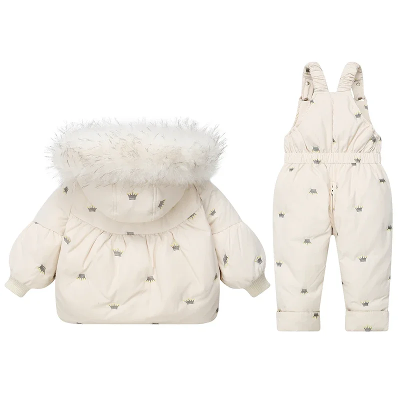 Winter Children`s Clothing Set 2Pcs Girl Down Jacket 2023 New Baby Snowsuit Clothes Overalls for kids Toddler Jumpsuit Coat 1-4Y