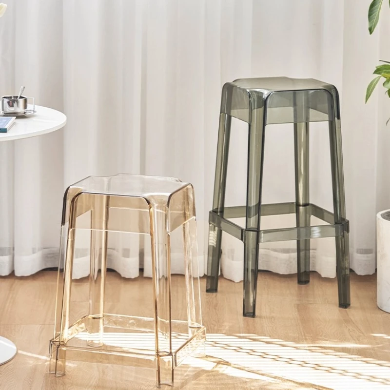 Nordic Crystal Acrylic Bar Stool, Stackable Creative High Stool, Thickened Plastic High Chair, Non-Slip Durable Footrest Genuine view 4