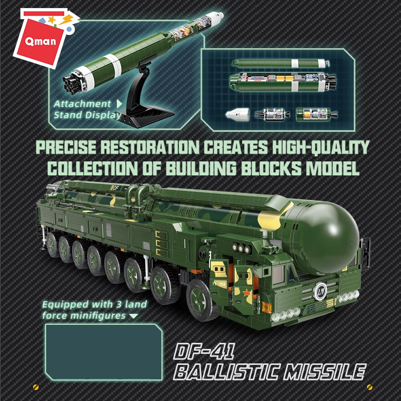 Military Strategic Nuclear Missile Building Blocks Launcher Howitzers Vehicle Soldier Figures Model BricksToys For Children