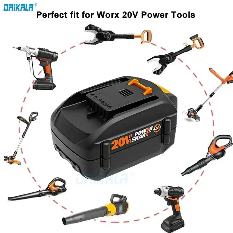 20V Cordless Power Tool Battery for WORX WA3012 Power Share PRO 3.0/4.0/6.0Ah Lithium-Ion High-Capacity Battery Spare Batteriies